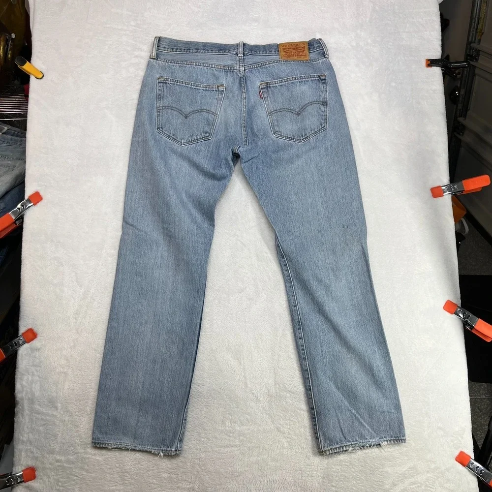 Levi's 501 Taper Jeans Blue Denim Mid Rise Classic Button Fly 34X30 -‎ Flaws